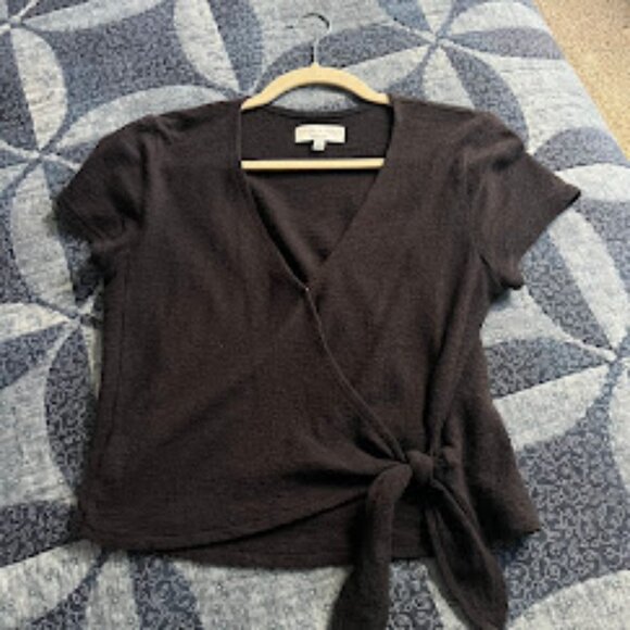 Madewell Texture & Thread Black Wrap top - Picture 3 of 4